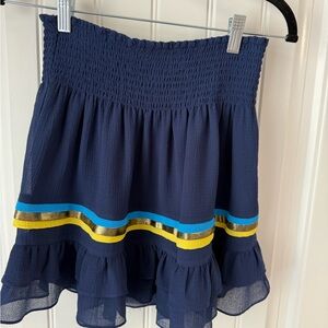 Ramy Brook Blue Smocked Bubble Mini Skirt